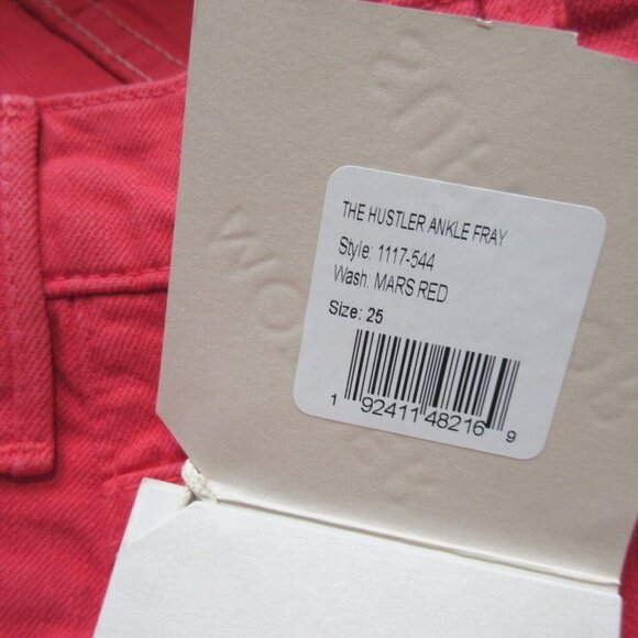 NWT Mother Hustler Ankle Fray in Mars Red High Rise Bootcut Crop Jeans 25 - Picture 5 of 14